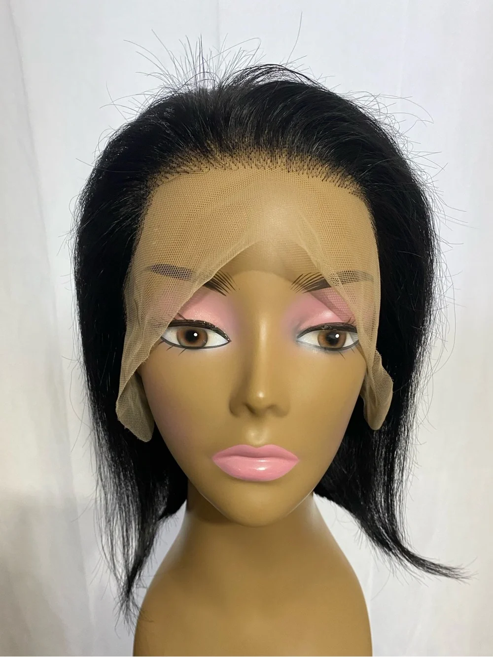 10” Glueless Lace Front Bob Wig 13x4 Pre Plucked Human Hair Black Medium Cap